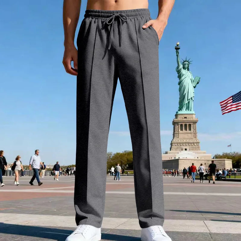 Pant men 2026 casual new casual men's solid color sporty high-waisted drawstring long leg pants men's clothing