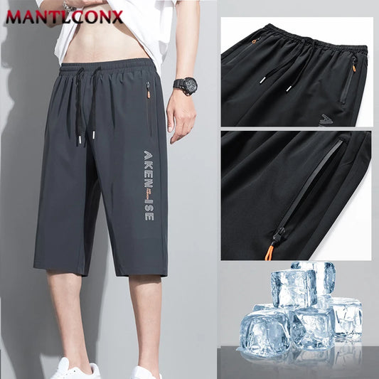 New Fashion Sports Shorts Men Elastic Waist Shorts Male Breathable Quick Dry Comfortable Men's Short Pants Men Bottom Black XXXL