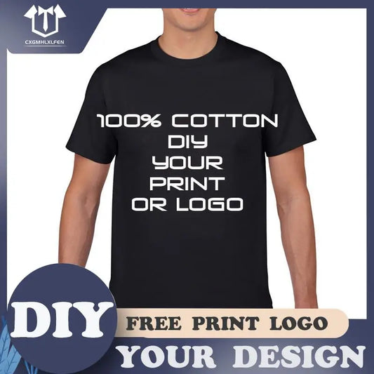 Dropshipping 100% Cotton T Shirts Men Custom Logo Or Your Picture Short Sleeve Summer Tees High Quality Gifts T shirt