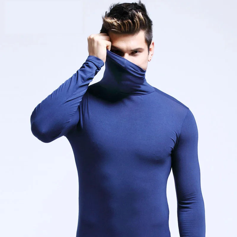 Men's Original Shirts Fall/Winter T-Shirt Fashionable Inner Wear for Men Slim Fit Turtleneck Shirt Solid Black Long Sleeve Shirt