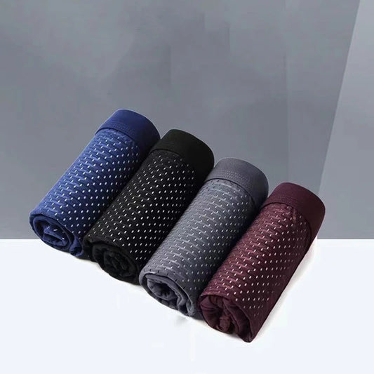 4pcs Men's Underwear Ice Silk Thin Seamless Panties Mesh Boxershorts Panties Summer Sexy Breathable Underpants Cheapest