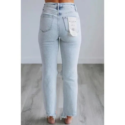 European and American Ripped Jeans for Women 2026 Spring New Foreign Trade Tight Nine-point Pants Jeans