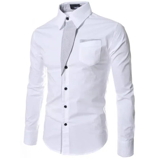 White Striped Shirts Mens 2025 Long Sleeved Business Slim Fit Male Shirt Black Social Clothes Camisa Masculina Vetement Homme