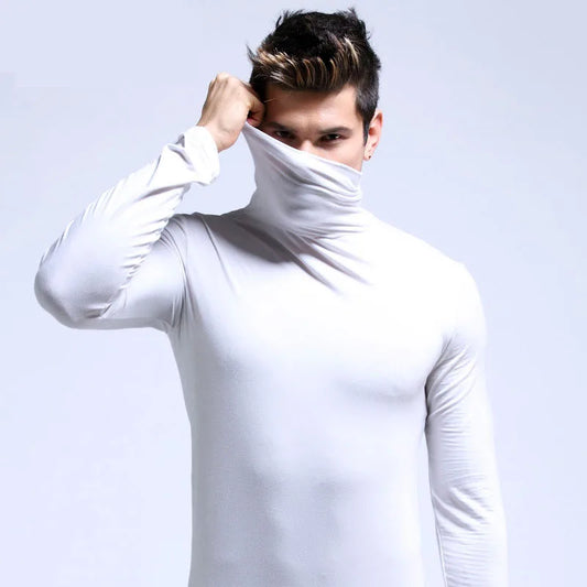 Men's Original Shirts Fall/Winter T-Shirt Fashionable Inner Wear for Men Slim Fit Turtleneck Shirt Solid Black Long Sleeve Shirt