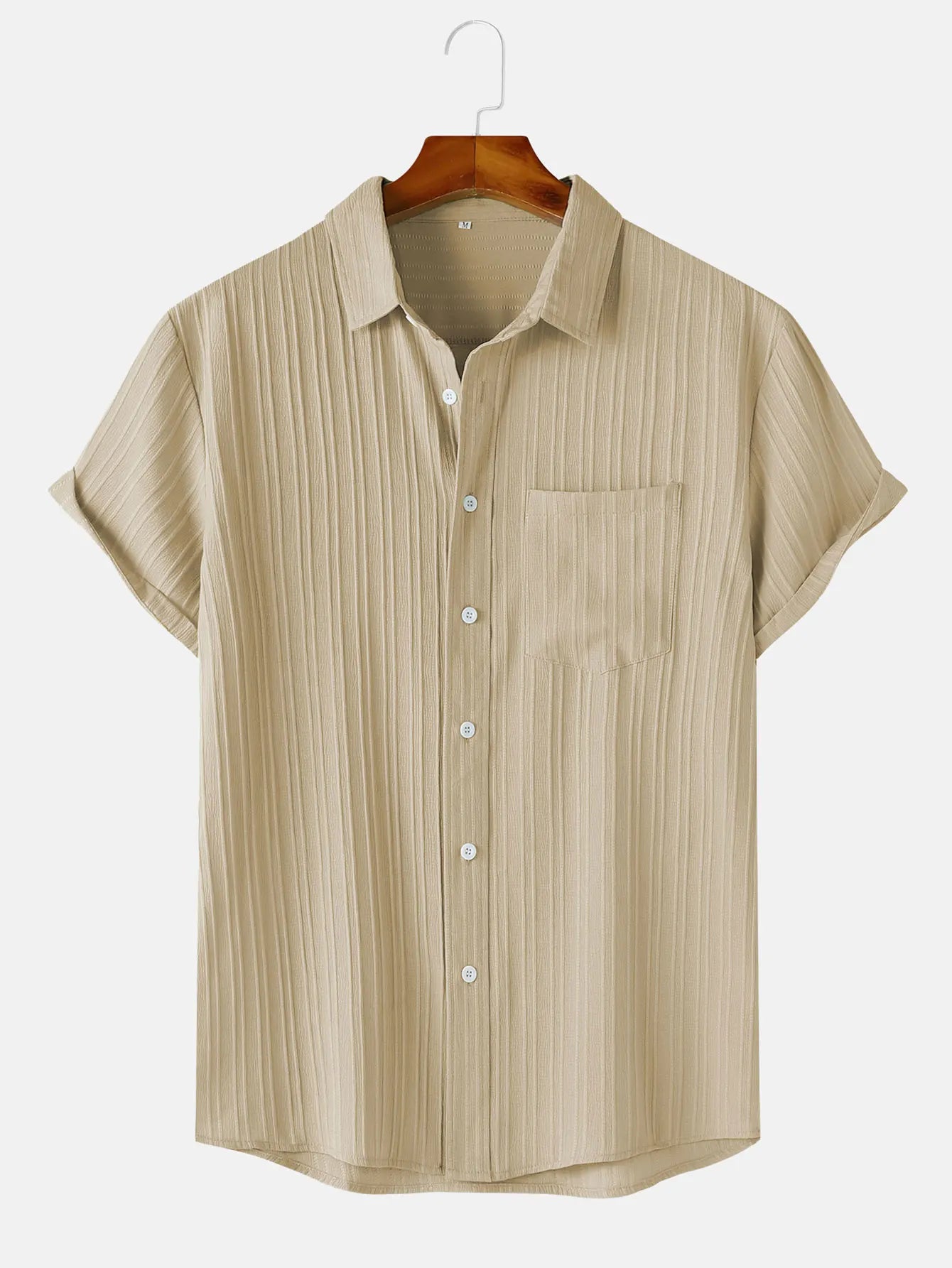 Men's Comfortable Shirt Summer Beach Men's Shirt Men's Short Sleeve Shirts Solid Color Casual Short Sleeve Shirt