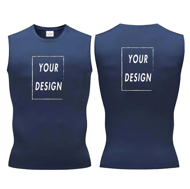 Gym men's and women's free custom logo compression vest, quick drying sports sleeveless T-shirt, elastic sleeveless running
