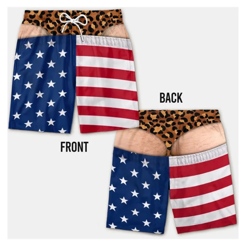 Fun Beach Party Swim Trunks For Men 3D Print Fake Skin Board Shorts Summer Fashion Viral Beach Shorts Boyfriend Husband Fun Gift