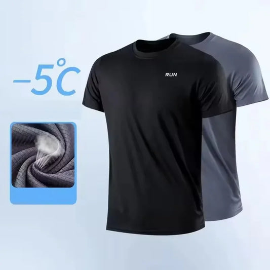 New Summer Men's Quick-Drying Running and Fitness Sports Shirt - Men's Short-Sleeved Fitness Top - Gym T-Shirt