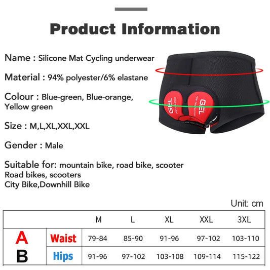 NEWBOLER Breathable Cycling Underwear Cycling Shorts 5D Gel Pad Shockproof Bicycle Underpant MTB Road Bike Underwear Man Shorts