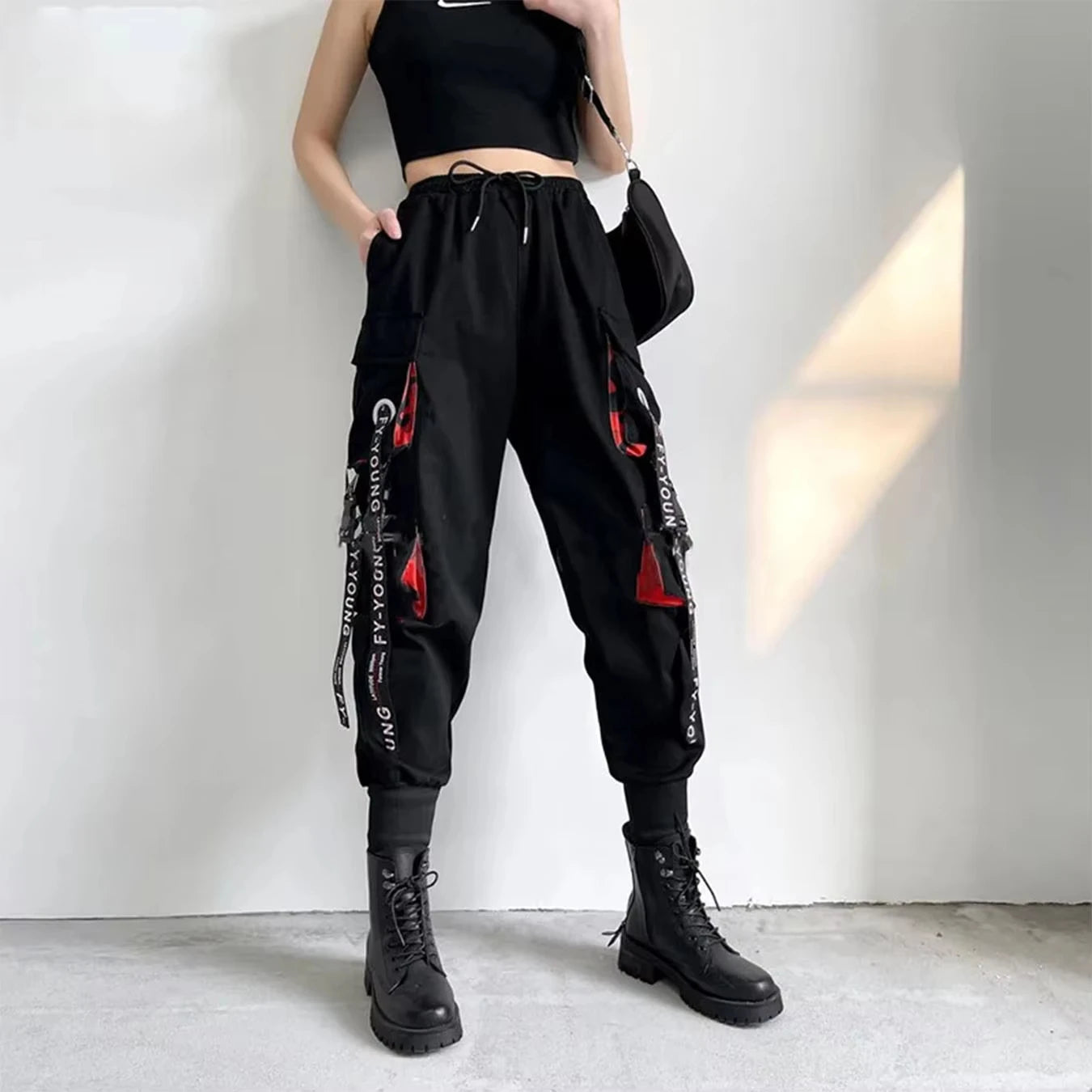 Pants Women Aesthetic Harem Pants Punk Pockets Joggers Harajuku Femme Hiphop Trousers Techwear Y2k Egirl Clothes