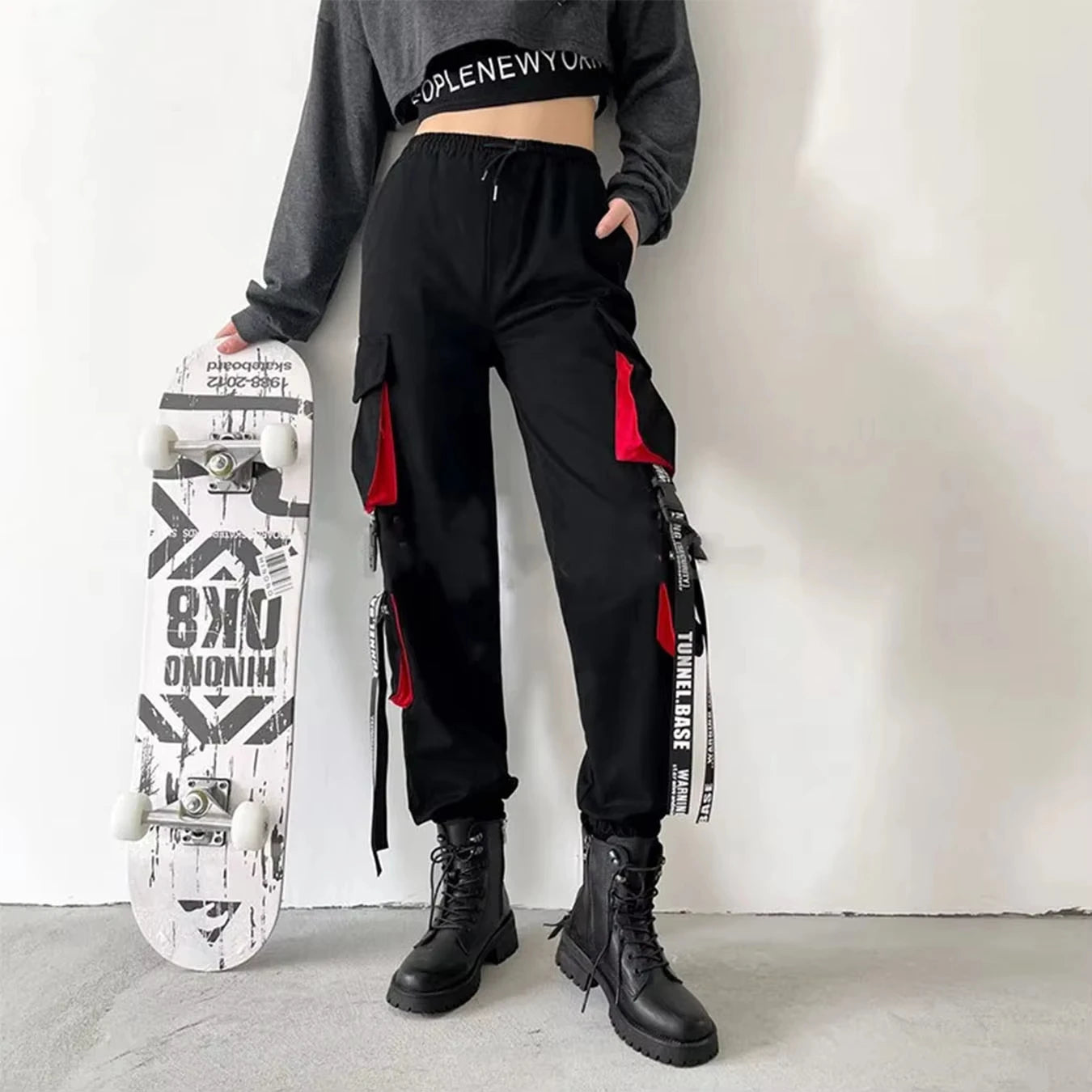 Pants Women Aesthetic Harem Pants Punk Pockets Joggers Harajuku Femme Hiphop Trousers Techwear Y2k Egirl Clothes