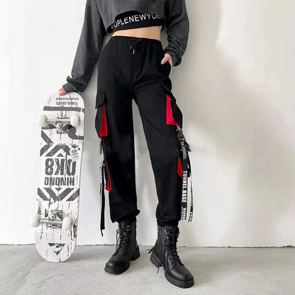Pants Women Aesthetic Harem Pants Punk Pockets Joggers Harajuku Femme Hiphop Trousers Techwear Y2k Egirl Clothes
