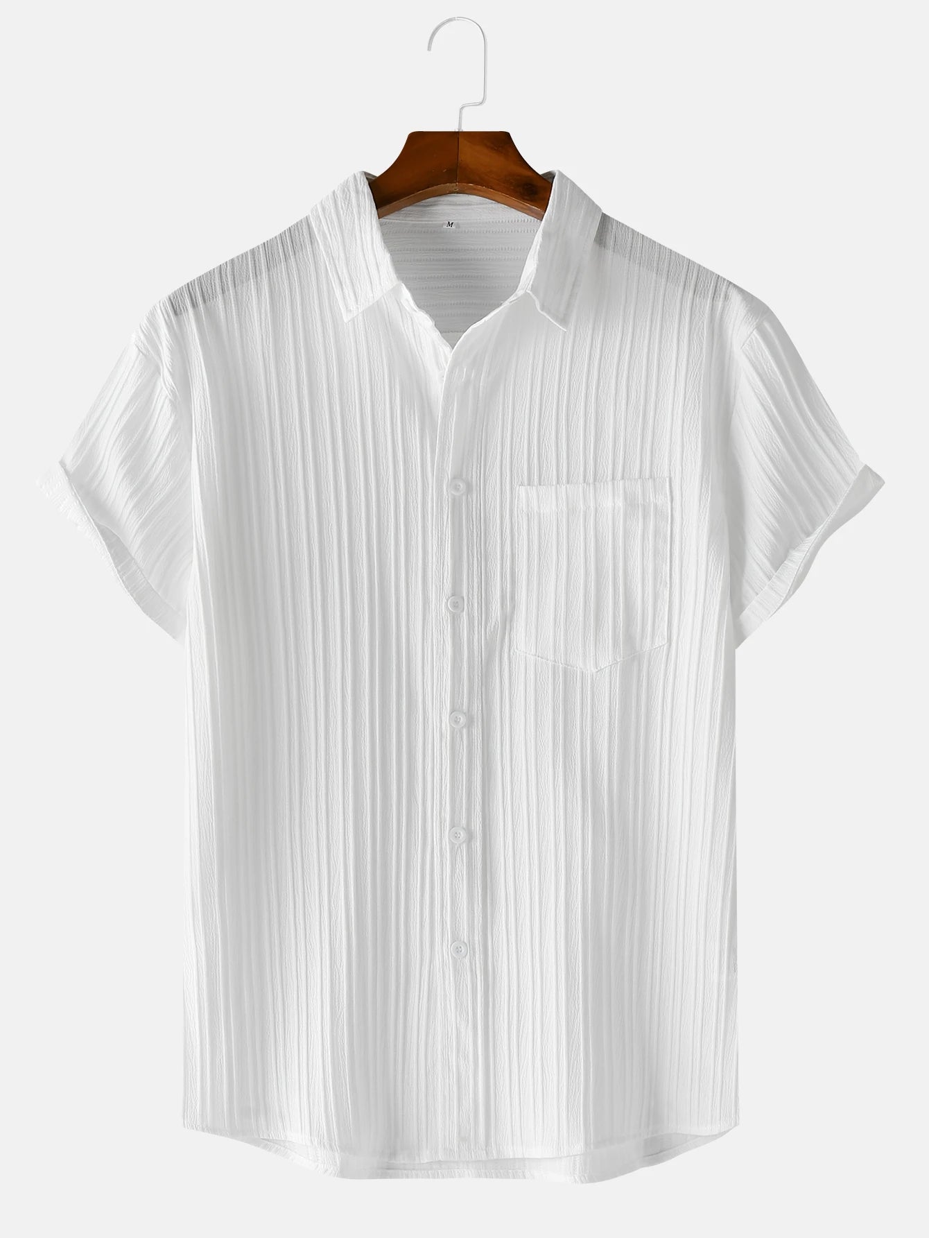 Men's  Comfortable Shirt Summer Beach Men's Shirt   Men's Short Sleeve Shirts  Solid Color Casual Short Sleeve Shirt