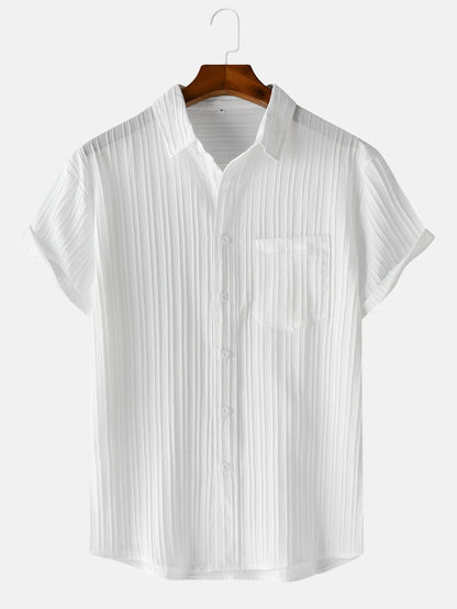 Men's  Comfortable Shirt Summer Beach Men's Shirt   Men's Short Sleeve Shirts  Solid Color Casual Short Sleeve Shirt
