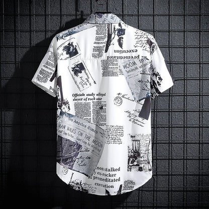 Men's short-sleeved shirts, thin print T-shirts, male and female polo shirts, youth personality tops