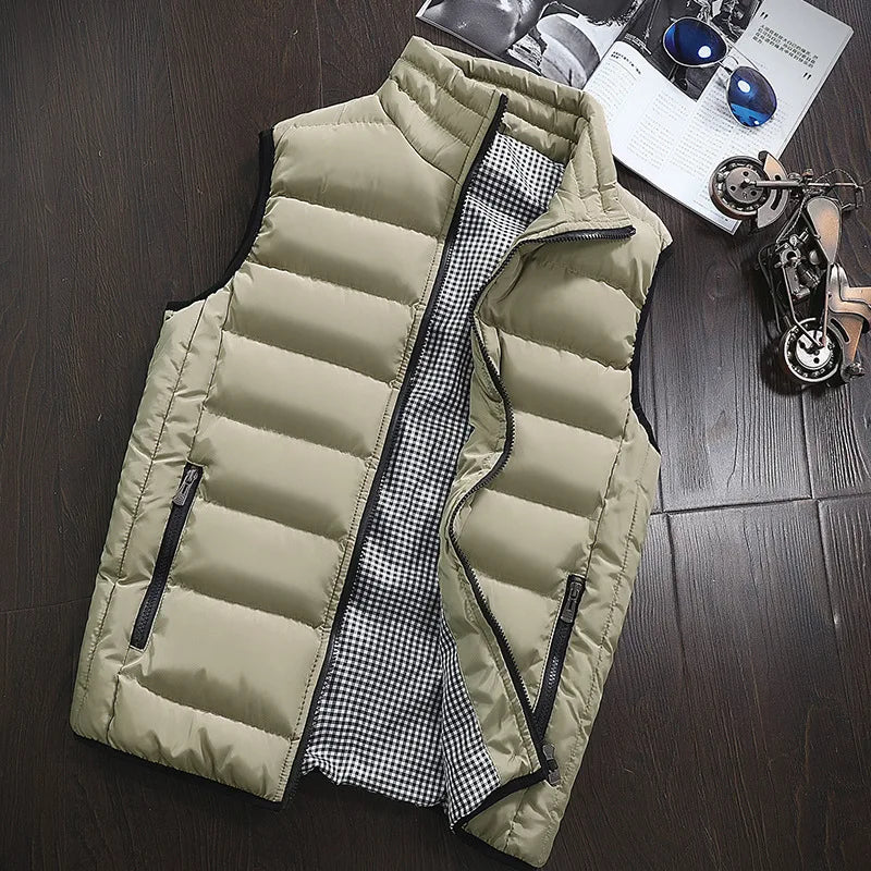 Brand Clothing Cotton-Padded Big Siz Men's Vest Men Waistcoat Mens Jacket Sleeveless Vest Winter Fashion Casual Slim Coats
