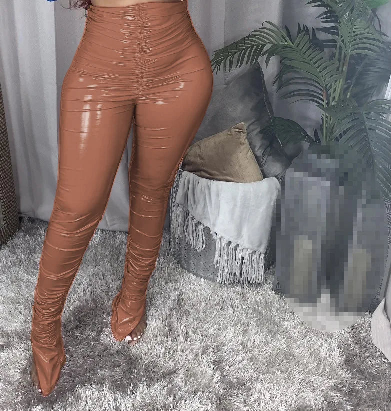 Pants PU Fall Clothes for Women Leather Pants Winter Clothes Women Warming Trousers 2021