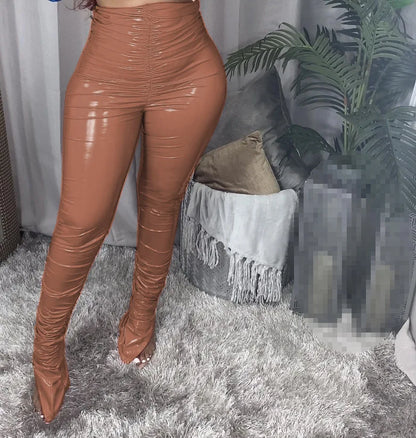 Pants PU Fall Clothes for Women Leather Pants Winter Clothes Women Warming Trousers 2021