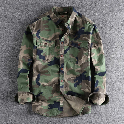 [24hour Fast Shipping] Men Camouflage Cargo Shirts High Quality Durable Outdoor Hiking Sport Daily American Style Casual Camicia