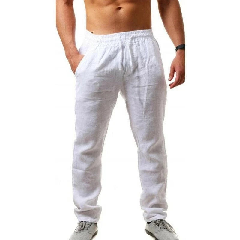 2023 new Men's Comfortable Cotton Linen Pants Male Autumn New Breathable Solid Color Linen Trousers Fitness Pants Streetwear