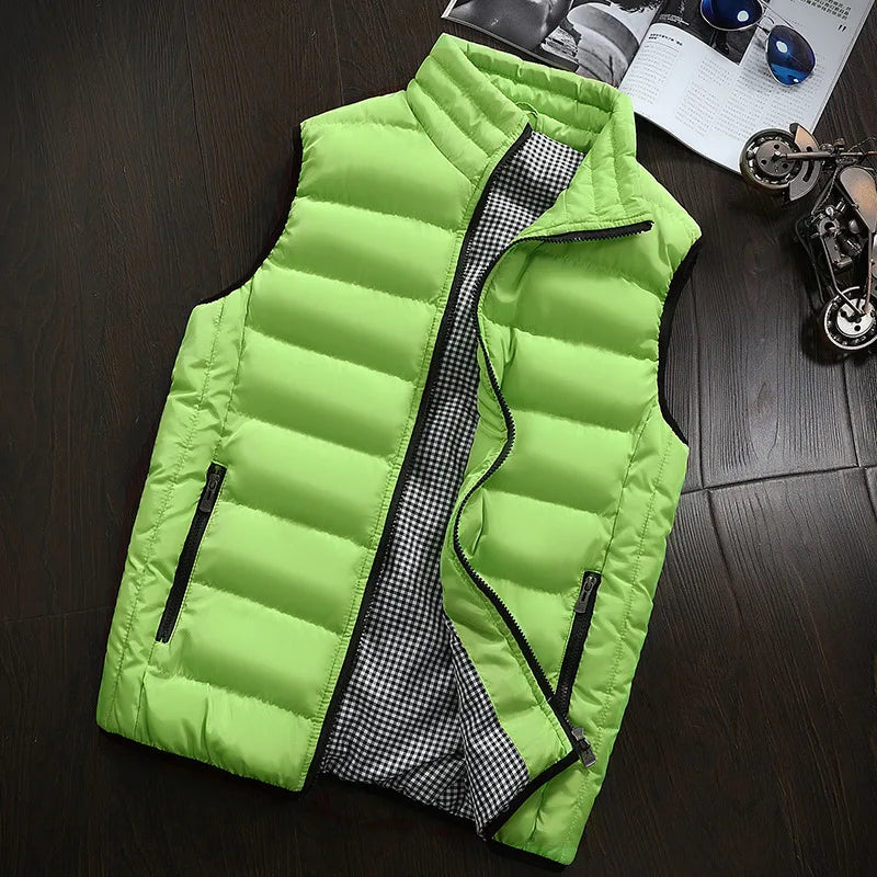 Brand Clothing Cotton-Padded Big Siz Men's Vest Men Waistcoat Mens Jacket Sleeveless Vest Winter Fashion Casual Slim Coats