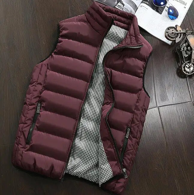 Brand Clothing Cotton-Padded Big Siz Men's Vest Men Waistcoat Mens Jacket Sleeveless Vest Winter Fashion Casual Slim Coats