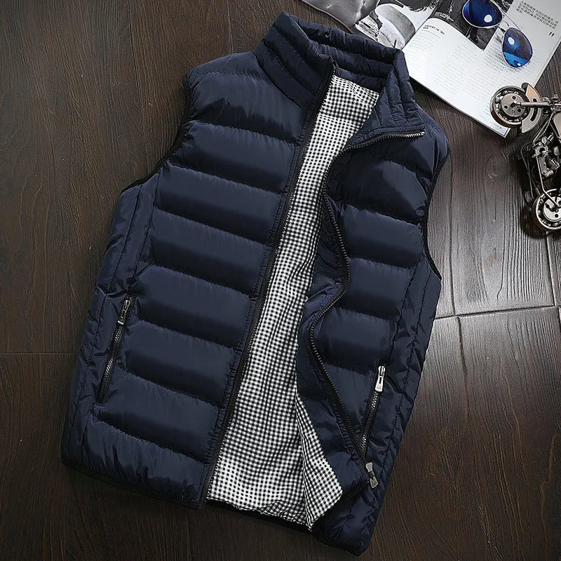 Brand Clothing Cotton-Padded Big Siz Men's Vest Men Waistcoat Mens Jacket Sleeveless Vest Winter Fashion Casual Slim Coats