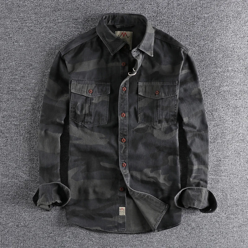 [24hour Fast Shipping] Men Camouflage Cargo Shirts High Quality Durable Outdoor Hiking Sport Daily American Style Casual Camicia