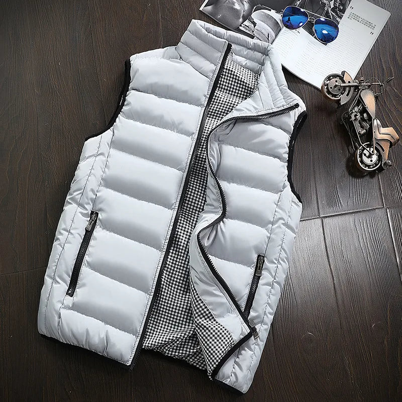 Brand Clothing Cotton-Padded Big Siz Men's Vest Men Waistcoat Mens Jacket Sleeveless Vest Winter Fashion Casual Slim Coats