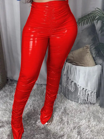 Pants PU Fall Clothes for Women Leather Pants Winter Clothes Women Warming Trousers 2021