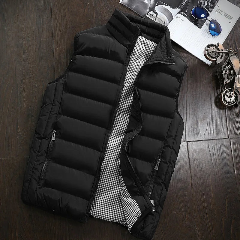 Brand Clothing Cotton-Padded Big Siz Men's Vest Men Waistcoat Mens Jacket Sleeveless Vest Winter Fashion Casual Slim Coats