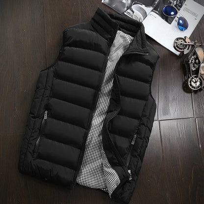 Brand Clothing Cotton-Padded Big Siz Men's Vest Men Waistcoat Mens Jacket Sleeveless Vest Winter Fashion Casual Slim Coats