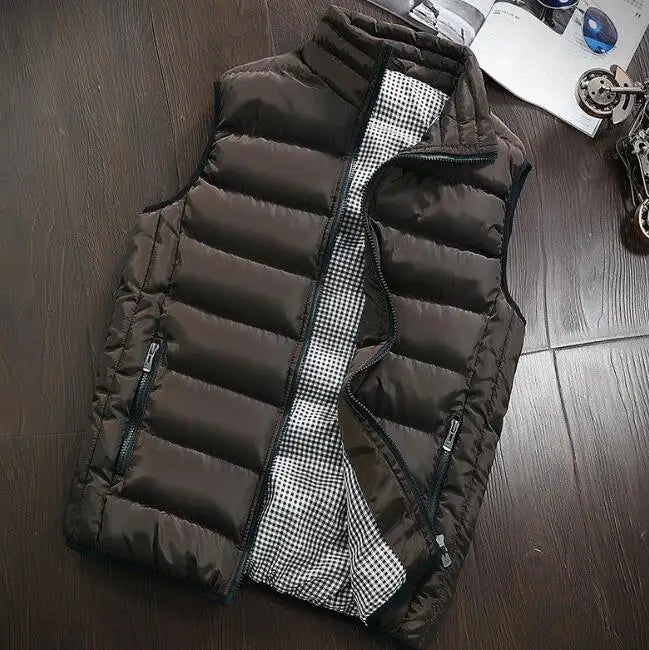 Brand Clothing Cotton-Padded Big Siz Men's Vest Men Waistcoat Mens Jacket Sleeveless Vest Winter Fashion Casual Slim Coats