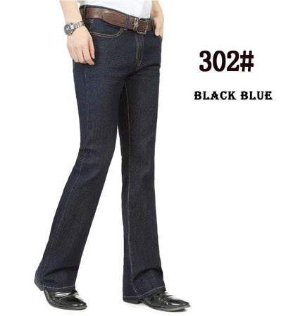 2019 New Summer Thin Mens Flared Leg Jeans High Waist Long Flare Jeans For Men Bootcut Blue Jeans Hommes bell bottom jeans men