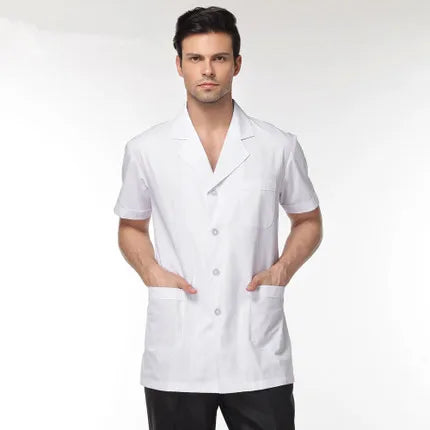 Men white Medical Coat Clothing Medical Services Uniform Nurse Clothing Short-sleeve Polyester Protect lab coats Cloth