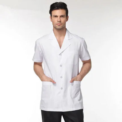 Men white Medical Coat Clothing Medical Services Uniform Nurse Clothing Short-sleeve Polyester Protect lab coats Cloth