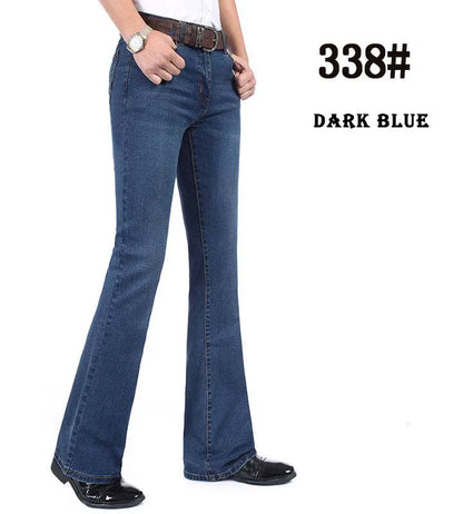2019 New Summer Thin Mens Flared Leg Jeans High Waist Long Flare Jeans For Men Bootcut Blue Jeans Hommes bell bottom jeans men