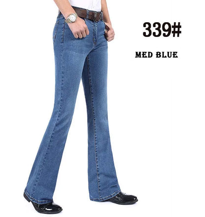 2019 New Summer Thin Mens Flared Leg Jeans High Waist Long Flare Jeans For Men Bootcut Blue Jeans Hommes bell bottom jeans men