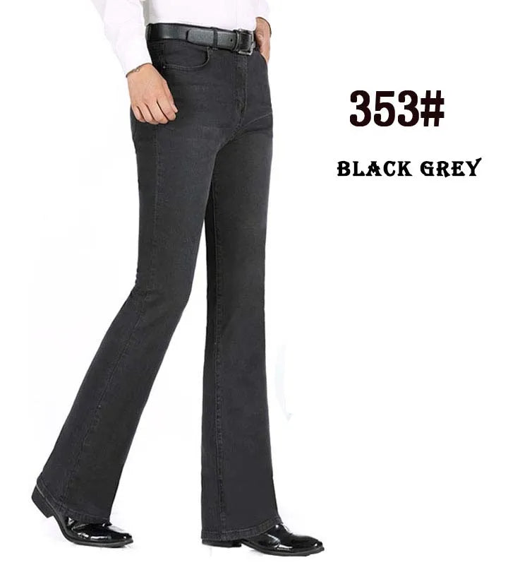 2019 New Summer Thin Mens Flared Leg Jeans High Waist Long Flare Jeans For Men Bootcut Blue Jeans Hommes bell bottom jeans men