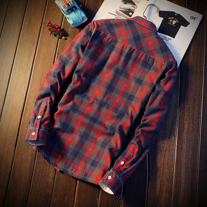 Camisa Masculina  Men Plaid Flannel Shirts Mens Casual Autumn Winter Spring Thick Warm Fleece Cotton Long Sleeve Shirt MCS06