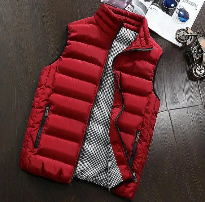Brand Clothing Cotton-Padded Big Siz Men's Vest Men Waistcoat Mens Jacket Sleeveless Vest Winter Fashion Casual Slim Coats