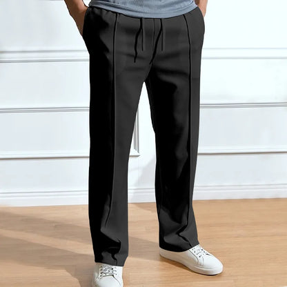 Pant men 2026 casual new casual men's solid color sporty high-waisted drawstring long leg pants men's clothing