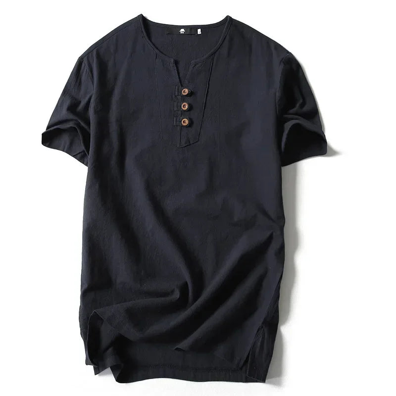 2026 Men's Linen T-shirt Cotton Short Sleeve Thin Casual Linen Men T-shirt For Male Tops Tees Man Clothing