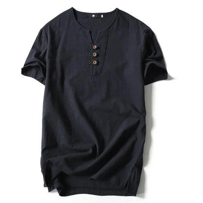 2026 Men's Linen T-shirt Cotton Short Sleeve Thin Casual Linen Men T-shirt For Male Tops Tees Man Clothing