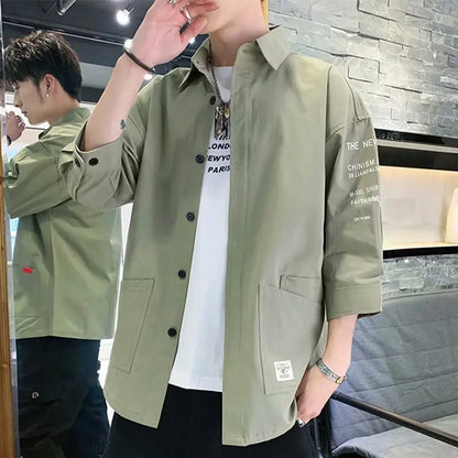2026 Shirts Men Handsome Fashion Streetwear Design Japanese Harajuku Korean Summer All-match Teens College Unisex Clothes Ins