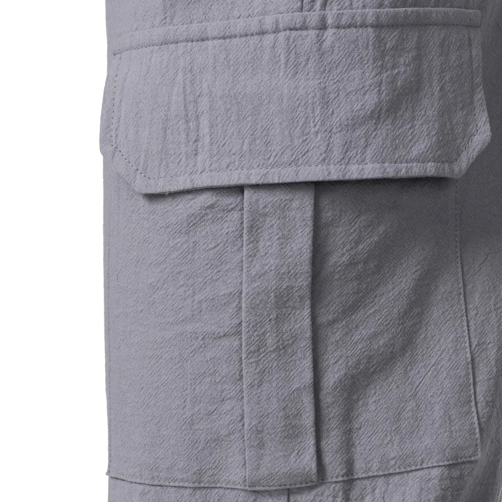 NEW European And American Men's Cotton And Linen Trousers Multi-pocket Work Pants Loose Straight Sportswear And Casual Trousers