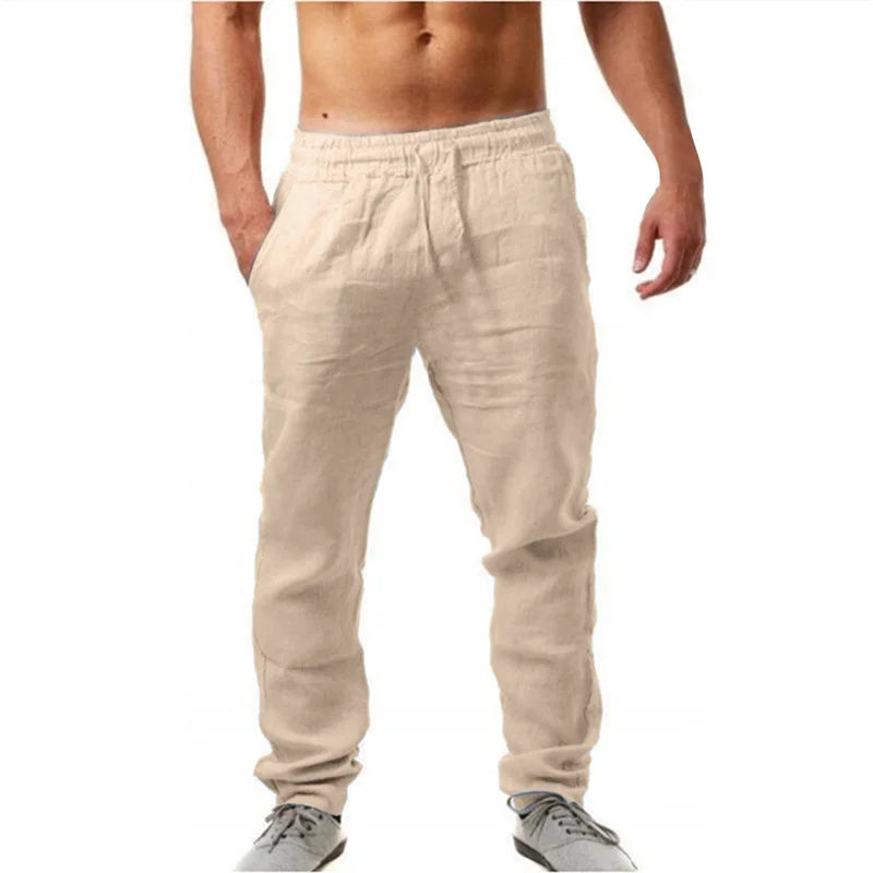 Men's Cotton Linen Pants Male spring autumn Breathable Solid Color Linen Trousers Fitness Streetwear Daily men trousers S-3XL