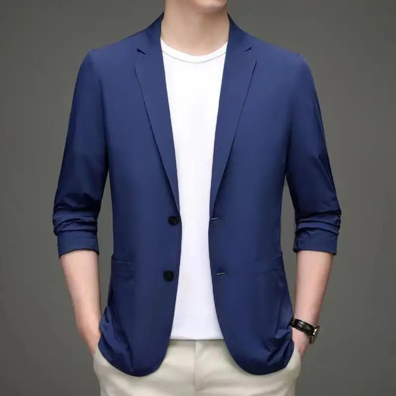 Men's Ice Silk Western-style Clothes Casual Suit Jackets Breathable Sun Protection Coats Lightweight Spring Summer Men Clothing