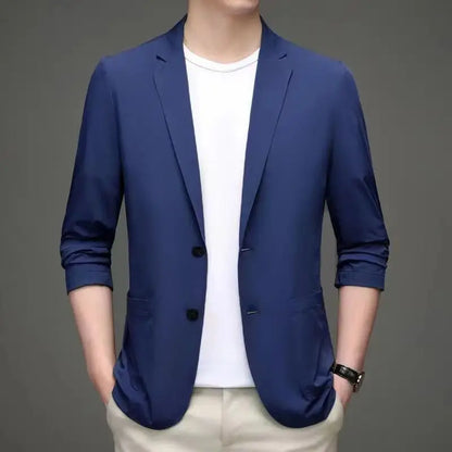 Men's Ice Silk Western-style Clothes Casual Suit Jackets Breathable Sun Protection Coats Lightweight Spring Summer Men Clothing