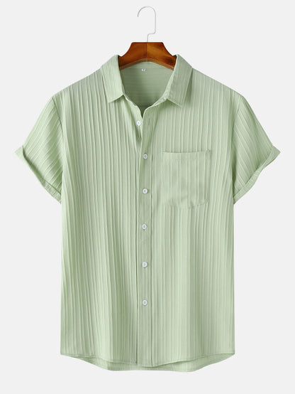 Men's  Comfortable Shirt Summer Beach Men's Shirt   Men's Short Sleeve Shirts  Solid Color Casual Short Sleeve Shirt